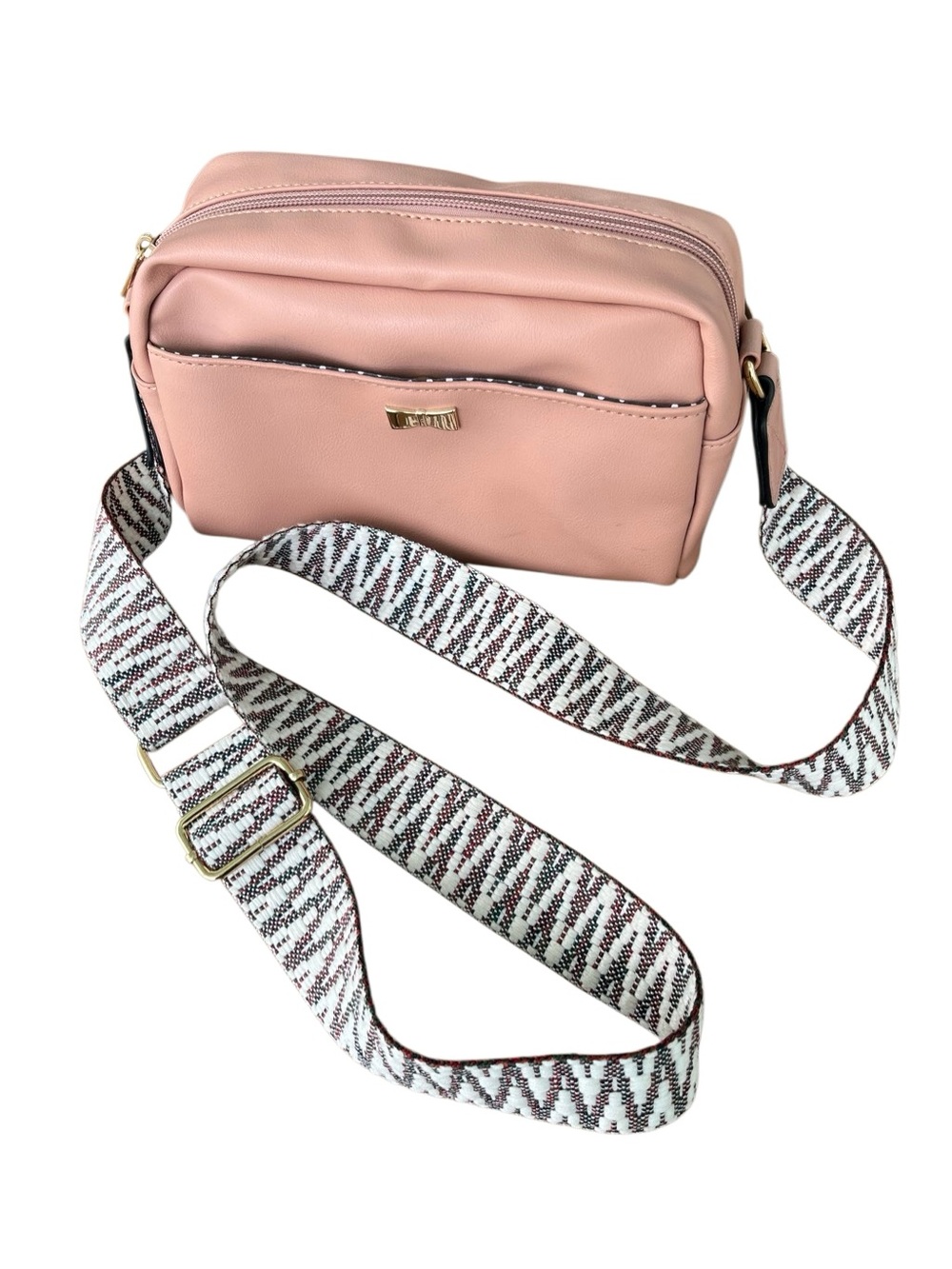 Olivia & Kate Blush Pink Crossbody Bag Woven Strap